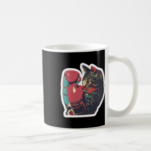 Gatito de Boxeo Cool Boxer Cat Boxing Handschuhe u Kaffeetasse (Rechts)