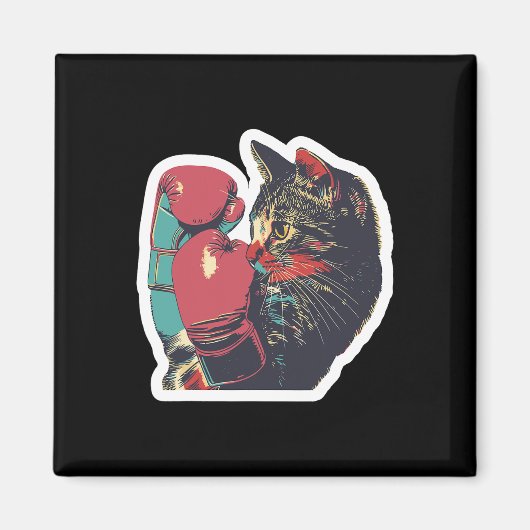 Gatito de Boxeo Cool Boxer Cat Boxing Handschuhe u Magnet (Vorne)