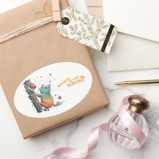 Gatito Travieso Ovaler Aufkleber (Schenken)