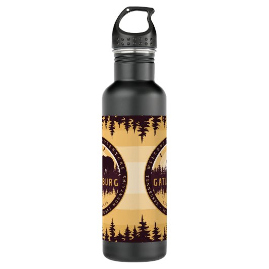 Gatlinburg Tennessee Bären Pine Trees Nature Edelstahlflasche (Vorderseite)