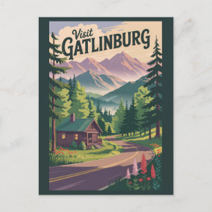Gatlinburg Tennessee Ferienhaus Reise Kunst Vintag Postkarte