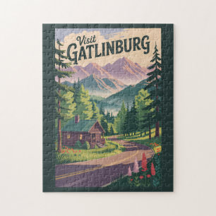 Gatlinburg Tennessee Ferienhaus Reise Kunst Vintag Puzzle
