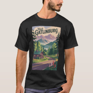 Gatlinburg Tennessee Ferienhaus Reise Kunst Vintag T-Shirt