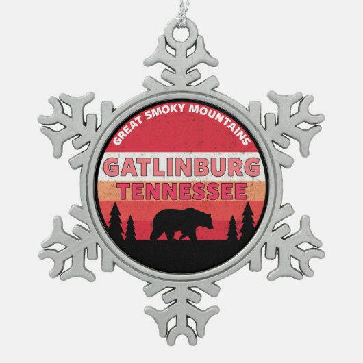 Gatlinburg Tennessee Great Smoky Mountains Schneeflocken Zinn-Ornament (Vorderseite)