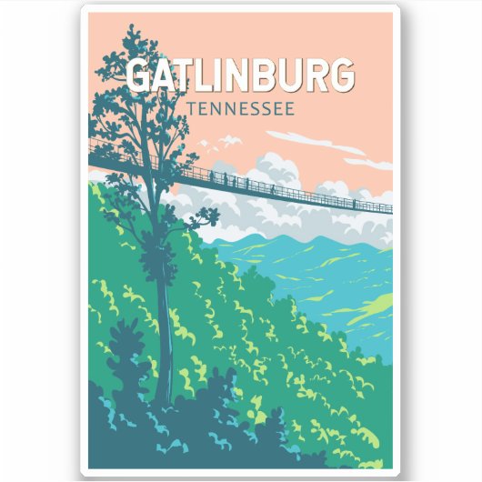 Gatlinburg Tennessee Illustration Kunst, Dichtung Aufkleber (Vorderseite)