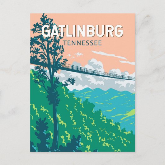 Gatlinburg Tennessee Illustration Kunst, Dichtung Postkarte (Vorderseite)