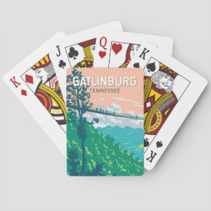 Gatlinburg Tennessee Illustration Reise Kunst Spielkarten