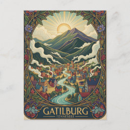 Gatlinburg Tennessee Illustration Vintage design Postkarte