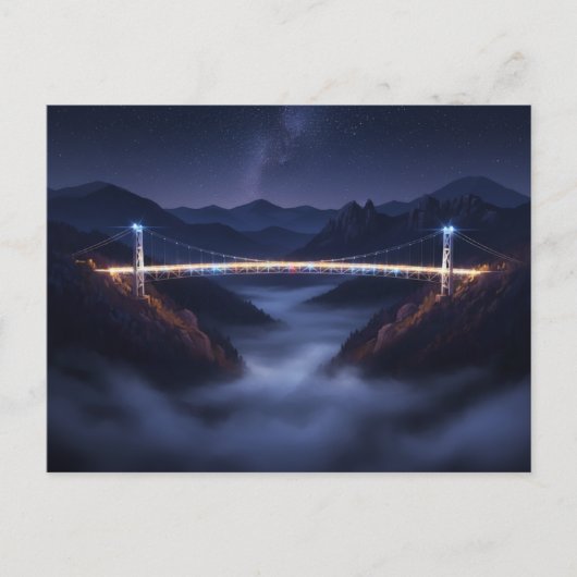 Gatlinburg , Tennessee Night Bridge Postkarte (Vorderseite)