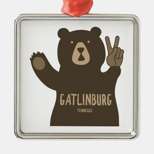 Gatlinburg Tennessee Peace Bear Ornament Aus Metall (Vorne)