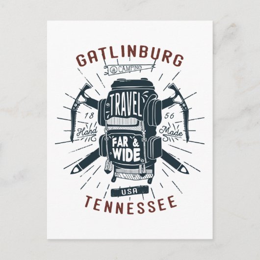 Gatlinburg Tennessee Rucksack Gear Retro Travel Postkarte (Vorderseite)