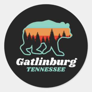 Gatlinburg Tennessee TN Cooler Bär Retro Vintag Runder Aufkleber