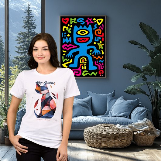 Gato Abstracto Curioso T-Shirt
