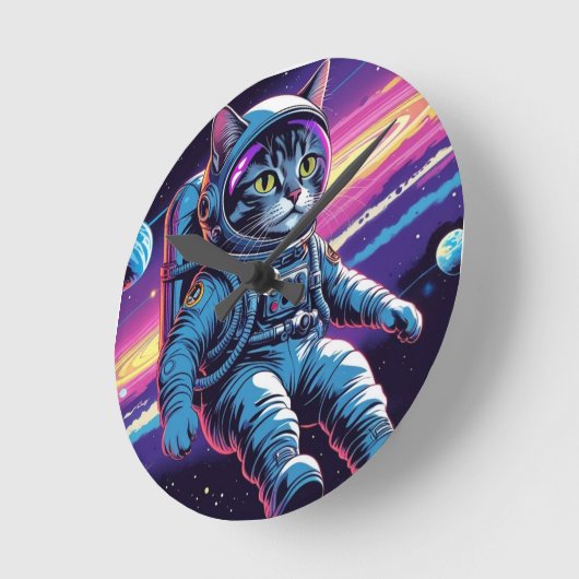 Gato Astronauta Divertida – Meowt of This World Runde Wanduhr (Winkel)