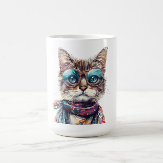  Gato Cool con Lentes  Kaffeetasse (Mittel)