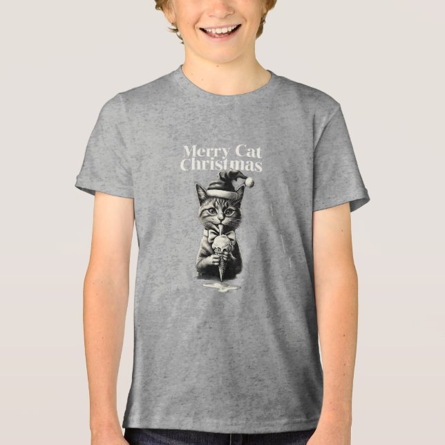 Gato en la hierba. Tri-Blend shirt (Vorderseite)