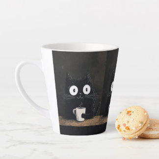 Gato en la Mesa Tomando Café Milchtasse