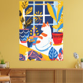 Gato en la Ventana: Arte Favista y Colorido Leinwanddruck (Insitu (Wohnzimmer))