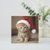 Gato fofo em noite de Natal. Einladung (Stehend Vorderseite)
