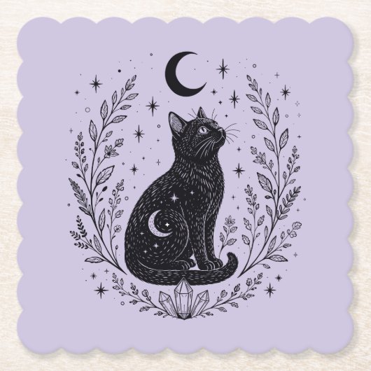 Gato místico bajo la luna untersetzer (Vorderseite)
