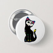 "Gato Muerto" Dia De Los Muertos Cat Button (Vorne & Hinten)