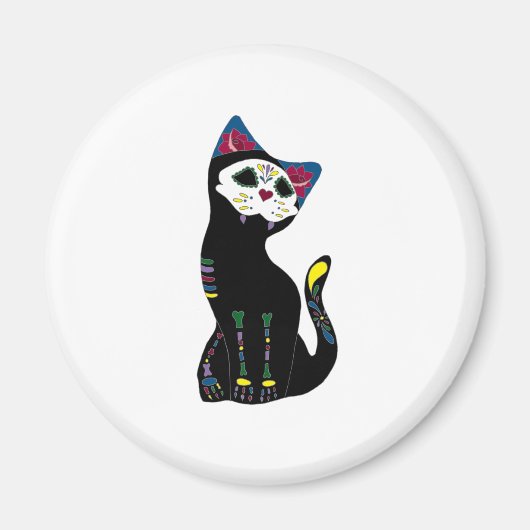 'Gato Muerto' Dia De Los Muertos Cat Magnet (Vorne)