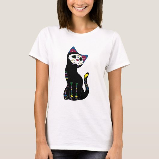 "Gato Muerto" Dia De Los Muertos Cat T-Shirt (Vorderseite)