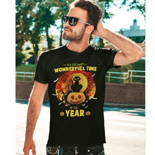 Gato Negro de Halloween Vintage Halloween T-Shirt
