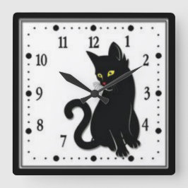 Gato Negro Quadratische Wanduhr