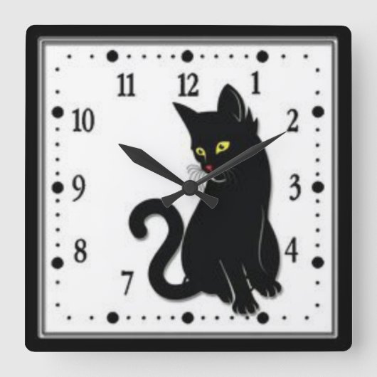 Gato Negro Quadratische Wanduhr (Vorderseite)