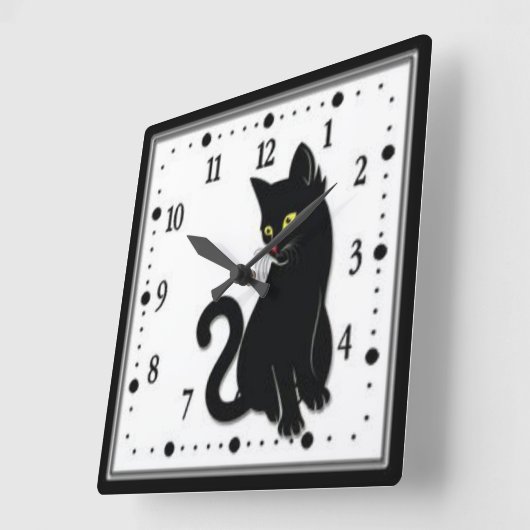 Gato Negro Quadratische Wanduhr (Winkel)