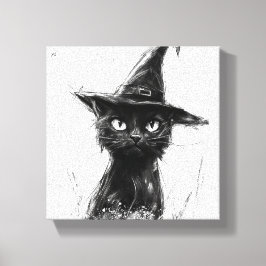 Gato Preto (Impressão semelhante à pintura à mão) Leinwanddruck