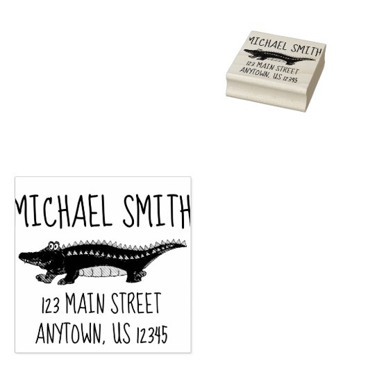 Gator Alligator Crocodile Personalisierte Adresse Gummistempel (Stempel)