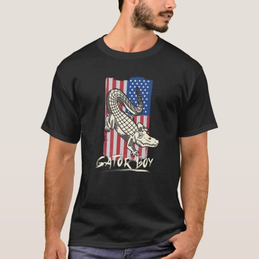 Gator Boy American USA Flag Alligator Crocodile Fo T-Shirt (Vorderseite)