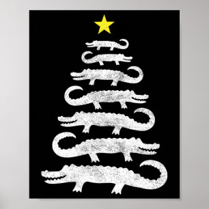 Gator Christmas Tree Wild Alligator Xmas Funny A Poster