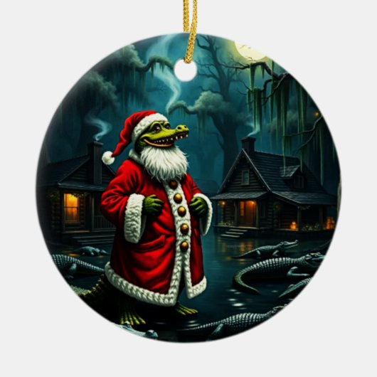 Gator Claus Keramik Ornament (Vorne)