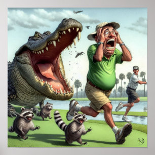 Gator Hazards - Golf Art Print Poster
