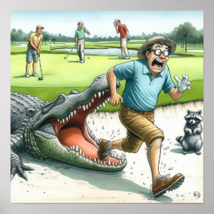 Gator Hazards - Golf Art Print Poster
