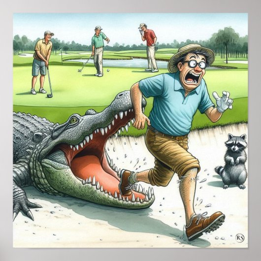 Gator Hazards - Golf Art Print Poster (Vorne)