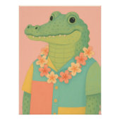 Gator in farbgeblocktem hawaiianischem Shirt mit L Poster (Vorderseite)