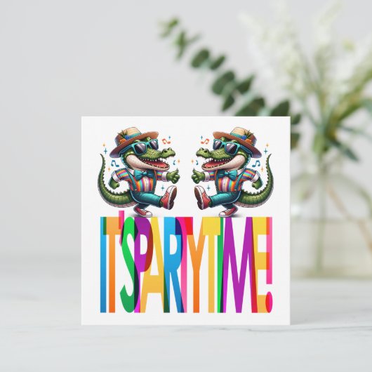 Gator-Party-Zeit Einladung (Stehend Vorderseite)