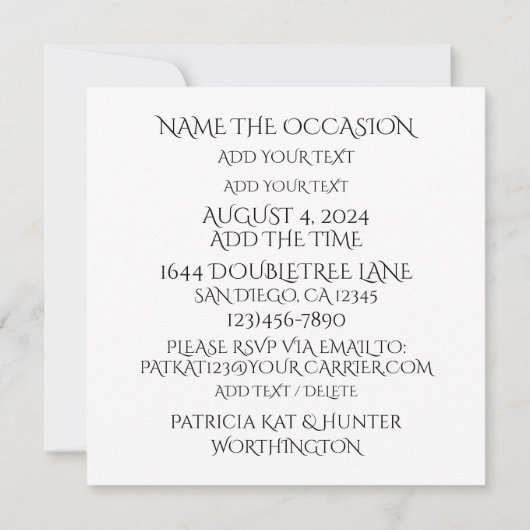 Gator-Party-Zeit Einladung (Rückseite)