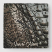 Gator Textur Quadratische Wanduhr (Vorderseite)