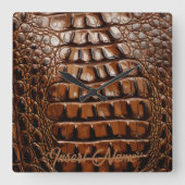 Gator Textur Quadratische Wanduhr (Vorderseite)