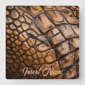 Gator Textur Quadratische Wanduhr (Vorderseite)