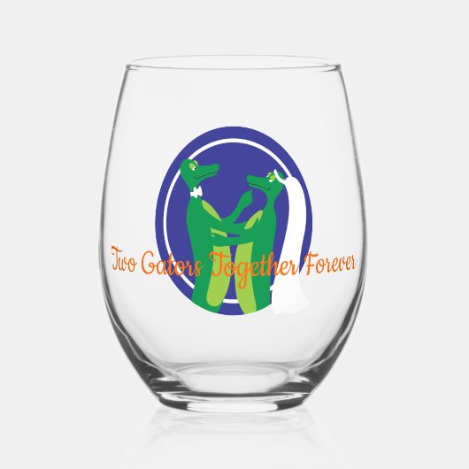 Gator Wedding Stemless Weinglas Ohne Stiel (Vorderseite)