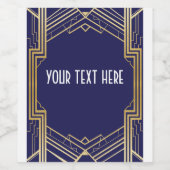 Gatsby 1920er Weinflaschen Labels Navy Gold Weinetikett (Einzelnes Label)