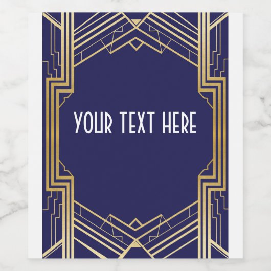 Gatsby 1920er Weinflaschen Labels Navy Gold Weinetikett (Einzelnes Label)