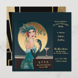 Gatsby Art Deco 40. Geburtstags-Party Einladungen