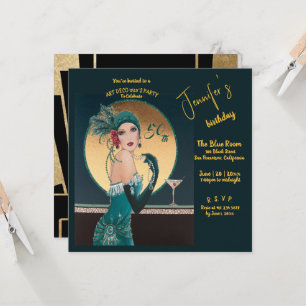 Gatsby Art Deco 50. Geburtstagsparty Einladungen